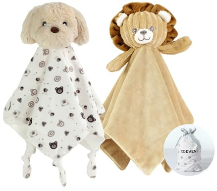 CREVENT Coperta morbida in peluche per neonati, per bambine e ragazzi, compleanno (cane + leone)