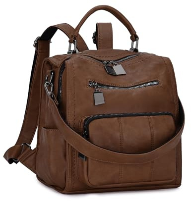RAVUO Sac A Dos Femme,Elegant Sac A Main En Cuir Pu Mode Sac À Dos Dames Convertible Sac À Dos Cartables Trois Façons Pour Voyage