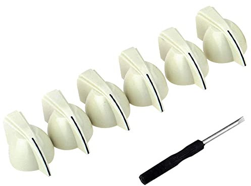 Musiclily Pro Imperial Zoll Größe Gitarrenverstärker-Effektpedal Potiknopfe Chickenhead Pointer Knobs, Creme (6er Set)