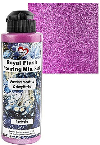 Ideen mit Herz Royal Flash Pouring Mix 2in1 | Pouring Medium & Metallic-Acrylfarbe mit Glitzer-Effekt | 180 ml | kein weiteres Mischen mit Fluid, Medium oder Silikonöl erforderlich (fuchsia)