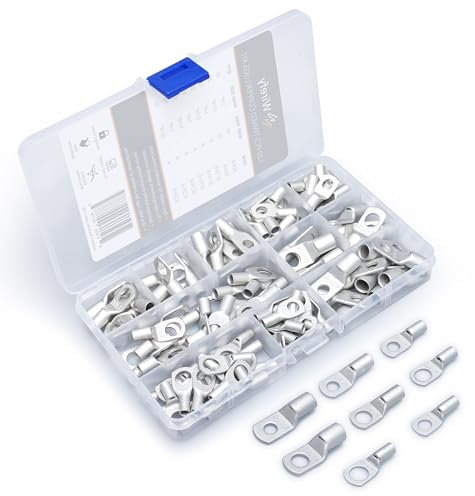 Wirefy Rohrkabelschuhe Set - Ringkabelschuhe aus Verzinntem Kupfer geeignet als Kabelverbinder für Kfz - Kabelschuhe 6mm2, 10mm2, 16mm2 & 25mm2 - Ringösen M8 & M6-120 Stück