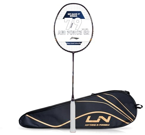 Li-Ning Air Force 79 G2 Carbon Fiber Strung Badminton Racket with Full Cover (Dark Purple/Silver)