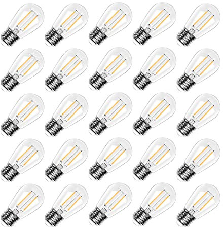 Spacelumen Lampadine LED S14 Lampadina E27 Luce Calda, Confezione da 25 Pezzi, in Plastica, Infrangibili e Impermeabili, 2700 K, Bianco Caldo da Esterni