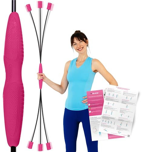 ELANI Schwingstab - Verstellbarer Widerstand & ergonomischer Griff - hochbelastbarer Gymnastikstab, auch als Physiotherapie Zubehör, Swinging Sticks, Schwingstab Fitness Testsieger, Flex Stab