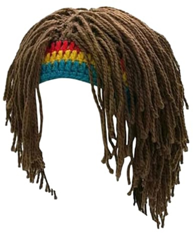 IAZE Estilo de Pelo Reggae - Gorro de Punto con Trenzas | 58 cm Gorros de Punto para Barba para Hombre | Gorro Rasta | Gorros Divertidos | Gorros de Dibujos Animados | Gorro Divertido