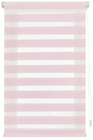ECOMMERC3 Doppelrollo Nacht und Tag ohne Bohren Größe 87x180 - Easyfix Rollo OHNE Werkzeuge Stoffgröße 84x175 - Doppelrollo Nacht und Tag Rosa