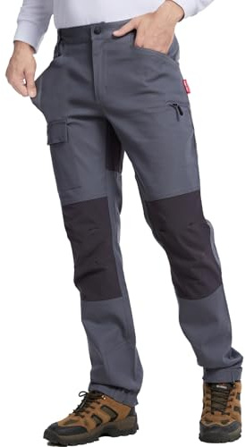 WORK IDEA Pantalón de Senderismo para Hombre, Ajuste Slim elástico, Impermeable, Adecuado para Actividades al Aire Libre