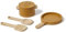 Flexa Topf & Pfanne - Kinderküche Zubehör Holz | Küchenzubehör Kinder | Spielküche Zubehör | Küchen Spielzeug für Rollenspiele Mädchen & Jungen ab 3 Jahren (Farbe: Mustard)