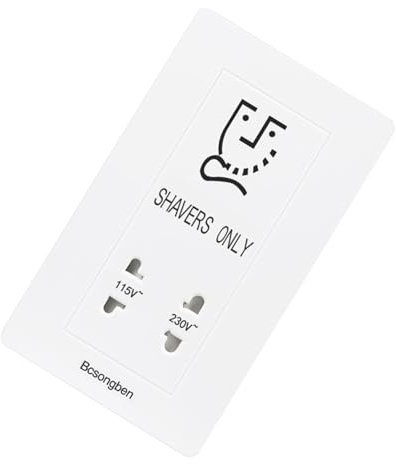 ARTSEWPLY Prise de Rasoir Électronique 220V Blanche pour Hôtel et Salle de Bain Prise Murale Sécurisée Anti-Insertion Unipolaire Résistance Haute Température Installation Facile
