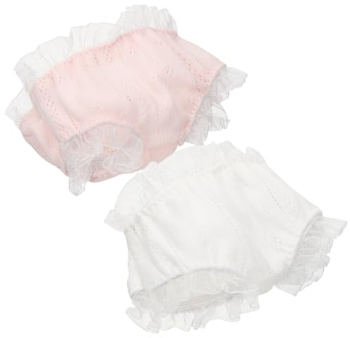 WEKAMOS Lot de 2 Culottes Réutilisables pour Poupées Filles, sous-Vêtements en Tissu Doux, Blanc et Rose Dentelle, Accessoires de Jeu d'Imitation pour Garçon et Filles, Vêtements de