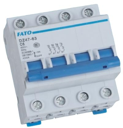 Interruttore Magnetotermico 4P C6 6A Curva C 400V Potere Interruzione 6000A Montaggio Guida DIN