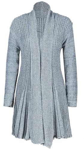 shelikes Womens Knitted Cardigan Long Full Sleeve Knitwear Cardigans Classic Solid Sweater Jacket Coat Grey