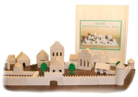 Holzspielzeug Architekturbaukasten 86 BxHxT 25,5x29x4,5cm NEU Holzbaukasten Spielsortiment Bauspiel Bausteine Spiele Spielzeug Strategiespiel Geschicklichkeitsspiel Geduldsspiel Holzgestaltung Holz