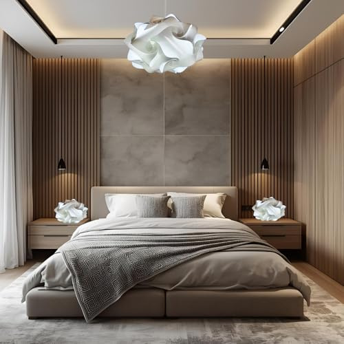 Set Lampadario e 2 lampade da comodino Camera da letto Lampada sospensione da soffitto moderno Ufo e coppia abat jour lumi paralumi comodini con filo stanza moderna Lampadine luce fredda Led E27