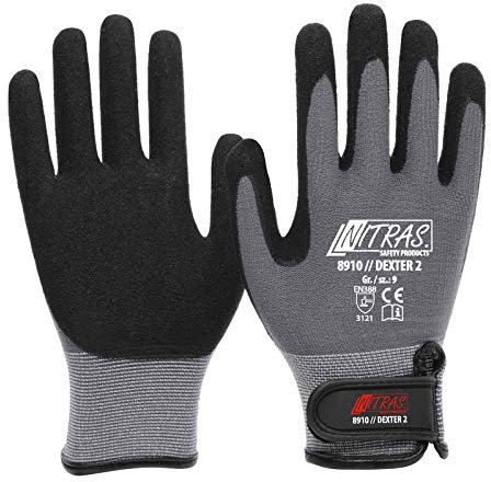 12 Paar NITRAS 8910 Dexter 2 Mechanikerhandschuhe Werkstatthandschuhe Handschuhe mit Klettverschluss, Größe:11