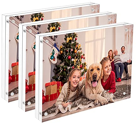 NIUBEE 4x6 Acrylic Frame 3 Packs,Acrylic Picture Frame 20mm Thicker Block