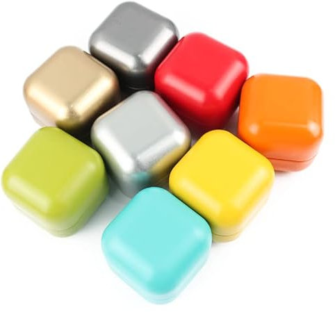 Lot de 8 petites boîtes carrées multicolores en plastique pour café, café, café, café, thé, bonbons, épices (couleurs mélangées)