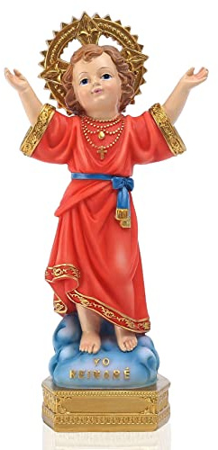 8 tum H Divino Nino staty, harts fullfärg religion gåva med öppna armar gudomliga barn Jesus figurer, lämplig för inomhusfyllning för religiös dekoration eller religiös kulturentusiaster
