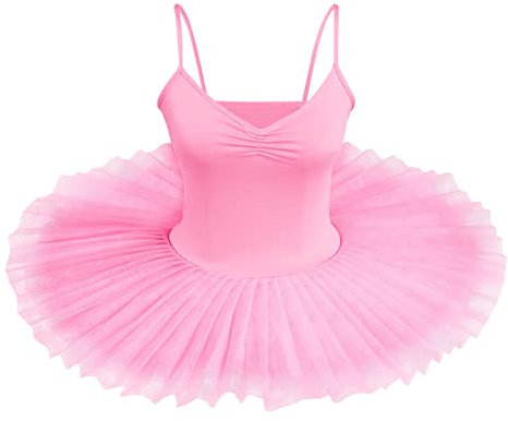 IBTOM CASTLE Damen Schwanensee-Tanz Eiskunstlauf Strumpfhose Tütü Ärmellos Einfarbig Balletttrikot Ballettkleidung Klassisch Ballerina Ballettrock Tüllrock Rosa S