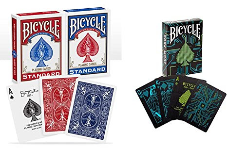 Bicycle 1001781 Kartendeck Standard 2er-Pack Rot & Blau Rommé-Karten, Pokerkarten, Zauberkarten & Creatives Spielkarten Dark Mode/Hochwertiges Design Kartenspiel Kartendecks