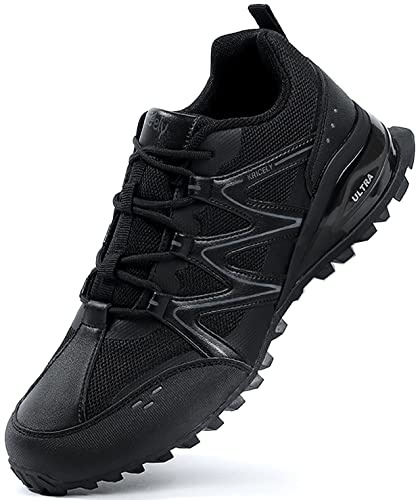 Kricely Scarpe Trail Running Uomo Scarpe Trekking Scarpe da Escursionismo Outdoor Traspirante Scarpe da Ginnastica Fitness Running Sneakers Nero 46