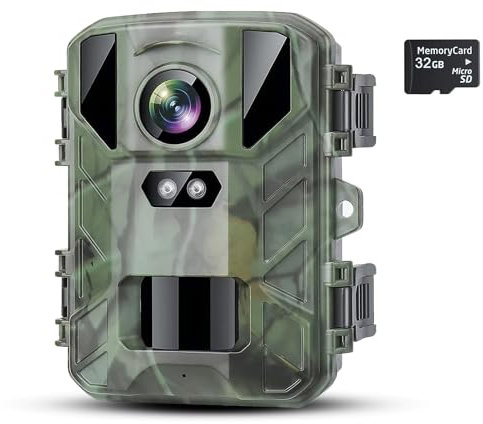 RecorCam Mini Wildkamera 24MP 1080P HD Wildtierkamera 850nm IR LEDs Wildkamera mit Nachtsicht Bewegungsmelder Nachtsichtkamera IP66 Wasserdicht Jagdkamera