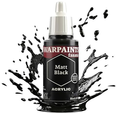 The Army Painter, Warpaints Fanatic Matt Black Single Acrylics Miniature Hobby Painting, Quality Paint for Miniature Wargaming
