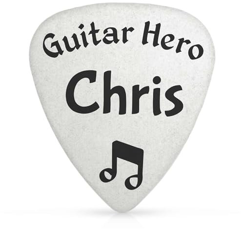 Plektrum E Gitarre - Geschenke für Musiker Plektron - Edelstahl Plektrum personalisiert mit Gravur - Heavy Metal Rock