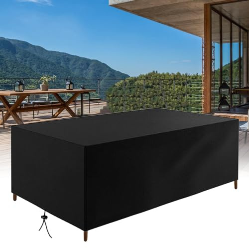 HNKDKJ Funda Muebles Jardin Cubierta for Patio 110x60x50cm/LxWxH Rectangular/Cubos Funda Protectora Funda Muebles Exterior Impermeable Fundas Exteriores para Muebles de Jardín-Negro