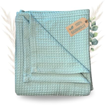 Malino Premium Babydecke aus 100% Baumwolle - Waffelpique 75x100 cm Grün - Weiche Decke für Baby & Kleinkinder - Unisex für Mädchen Jungen Kinderwagen - Eucalyptus Green