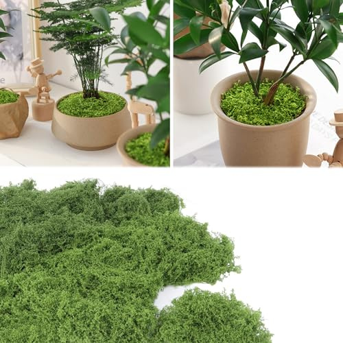 XZSKD Musgo artificial de 100 g, musgo artificial, musgo artificial para manualidades, para el hogar, jardín, decoración de patio, césped sintético de aspecto realista (verde claro)
