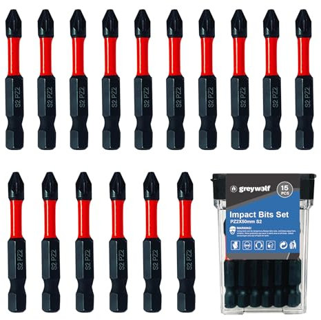 15 pcs Strong Magnetic Drill bit, PZ2 Non-Slip Phillips Screwdriver bit, 2/50mm Magnetic Phillips Screwdriver bit Set, 1/4 hex Shank, S2 Steel Phillips Impact Screwdriver bit