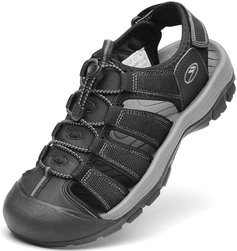 FLARUT Sandalias de Verano para Hombre Trekking Deportivas Punta Cerrada Zapatos de Senderismo Playa Correr Casual(Negro,43)