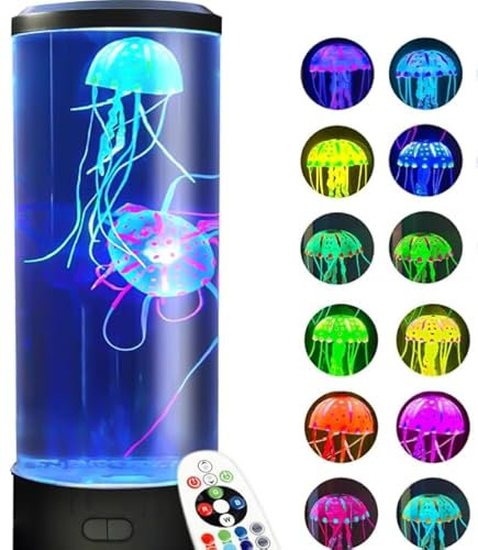 Juspota Quallen Lampe mit 12 weißem Rauschen & 5.0 Bluetooth-Lautsprecher, Jellyfish Lamp mit 10 Farben & Fernbedienung, LED Lavalampe Quallen für Kinder und Erwachsene, Heimdekoration, Büro-1