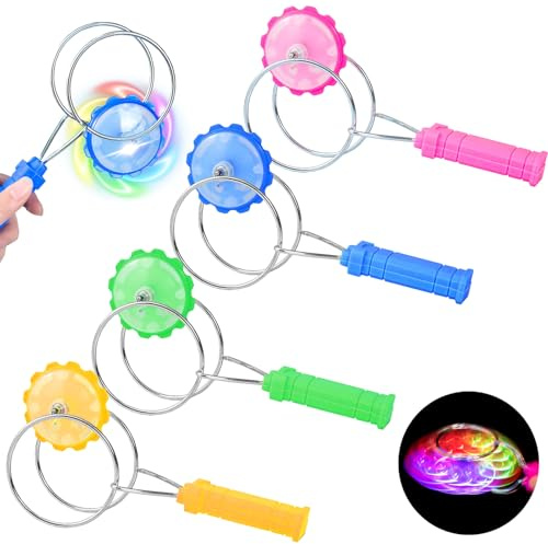YOUYIKE 4pcs Peonza Magnético Luminiscencia, Regalos Cumpleaños Niños Colegio, Manivela Inercia Antigravedad Sensorio Juguete Acrobático Reemplazo para yoyo niños