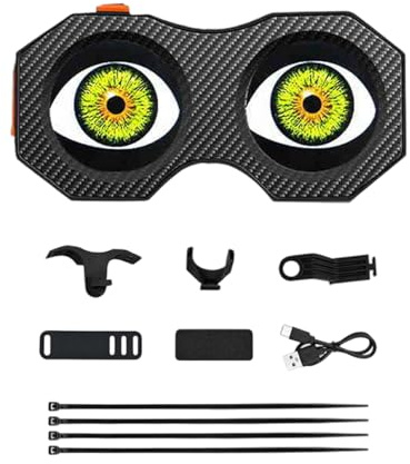 Whoasyst Luces traseras programables de alto brillo para bicicletas con ojos de diablo, luz LED dinámica para bicicletas, luz programable duradera