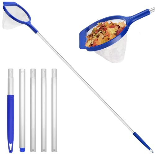 GMMG Retino Piscina Pulizia, Foglie Retina Raccogli Foglie Stabile, Rete a Maglia Fine dello Skimmer con Asta Telescopica per per Laghetto, Piscina, Fontana(150 cm)
