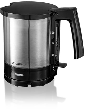 Cloer 4710 Wasserkocher, 2000 W, Trockengeh- und Überhitzungsschutz, außen liegende Füllmengenmarkierung, 1,5 Liter, mattierter Edelstahlbehälter