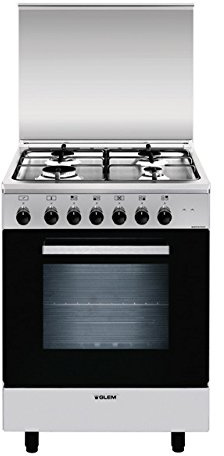 Glem Gas A654MI6 cuisinière indépendante, en acier inoxydable, rotative, sur le devant, cuisinière à gaz, moyenne
