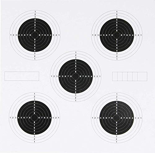 JACK PYKE 100 Pieces Shooting Targets 25 Yard – 14 x 14cm Bullseye Paper Targets for Air Rifle, Pistol, BB Gun, Slingshot Practice – Thick Durable Card for Pellet Traps & Pin Board