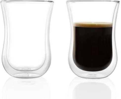Stölzle Lausitz Coffee 'N More Glasses Set of 2 I Thermal Glasses Double-Walled Suitable as Tea Glasses, Cappuccino Glasses and Coffee Glasses I Latte Macchiato Glasses Double Walled - 230 ml, Clear