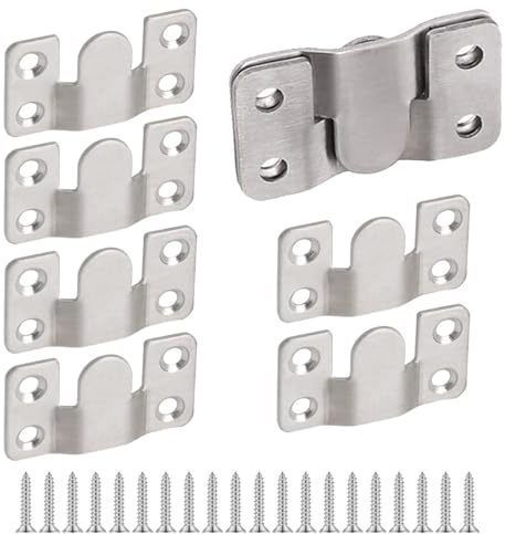 4 Pairs Flush Mount Bracket,Interlocking Furniture Connector,Stainless Steel Heavy Duty Photo Frame Hook Picture Hanger for Large Picture Display Art Gallery Wall Mount Hardware (Large-4 Pairs)
