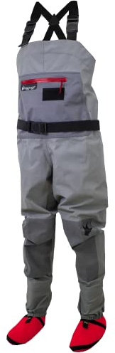 FROGG TOGGS Youth Hellbender PRO Stockingfoot Waterproof Fishing Chest Wader for Fishing, Gray, Small