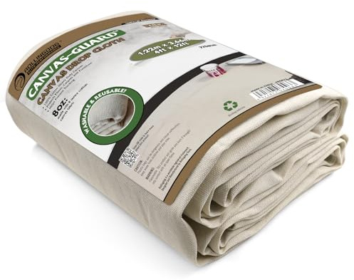 ROLLINGDOG Tela di canapa da 1,2 x 3,5 m, tela di cotone per pittura, protezione per pavimenti di mobili, 226,8 g