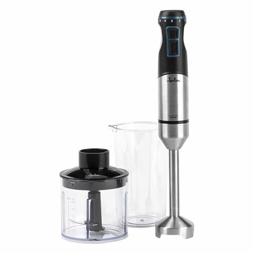 JATA JEBT1791 - Batidora Mano 1500 W. 4 Cuchillas de Acero Inoxidable. Pie Desmontable. 2 Pulsadores de Velocidad. Incluye: Picadora y Vaso de 700 ml. Regulador de Velocidad