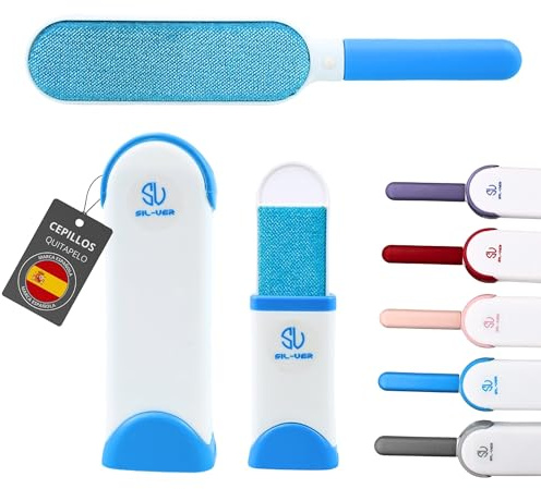 SILVERSTORE®️ 2 Cepillos Quitapelos Mascotas De Casa y De Viaje - Cepillo Quitapelusas Ropa - Quita Pelos Gatos Perros y Ropa Etc.. (Azul)