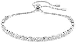 Swarovski Matrix Tennis Armband, Gemischte Rundschliffe, Weiß, Rhodiniert
