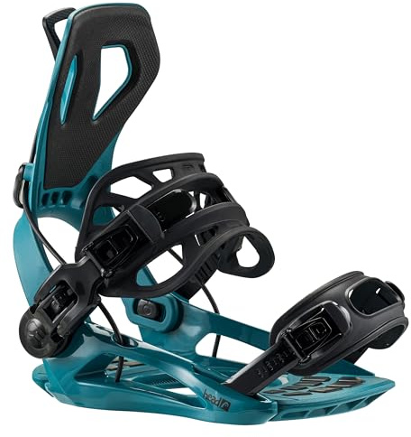 HEAD Rx One Unisex Snowboard Bindings - Reclining Highback Easy-Entry Bindings w/Medium Flex for Beginner to Intermediate Riders, Petrol, S
