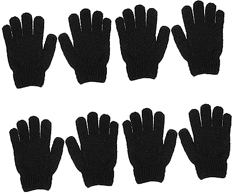 SHERCHPRY Body Exfoliation Gloves Shower Scrubbers Polyester Bath Gloves 4 Pairs for Daily Use Hotel Spa