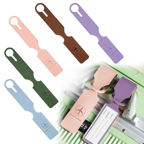 5 Pcs Étiquettes de Bagage, Étiquettes d'Identification de Valise, Étiquette valise，Étiquette de Voyage Conception de Ruban Réglable, Pour Marquer Les Sacs à Main, Valises, Cartables, Sacs de Voyage
